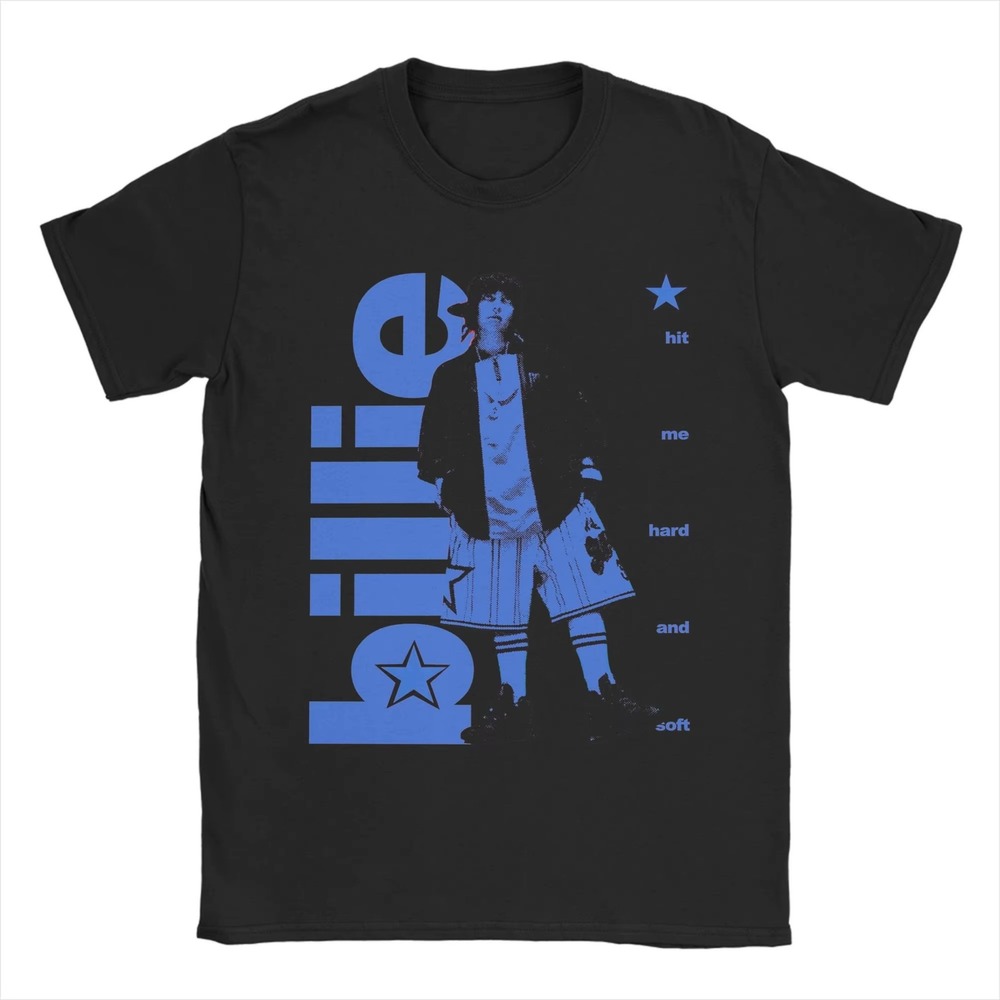 Billie Eilish Hit Me Hard and Soft Graphic T-Shirt Black Blue PFR New York Small